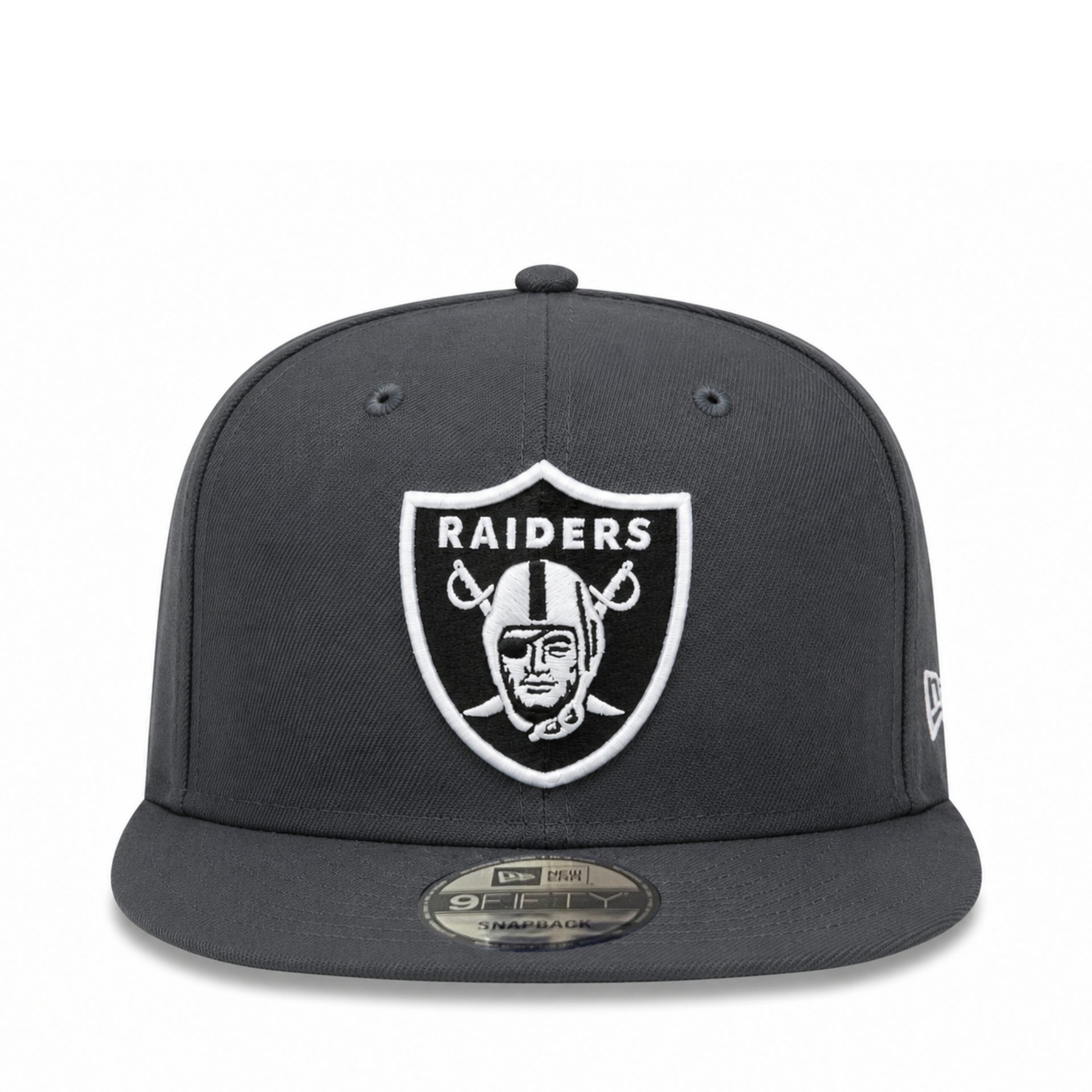 New Era Las Vegas Raiders Dark Graphite 9FIFTY Snapback Hat front view