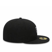 Black cap with a logo on a white background