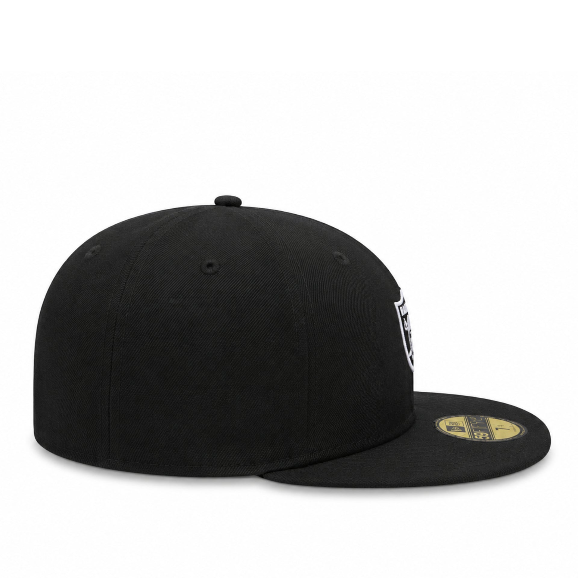 Black cap with a logo on a white background