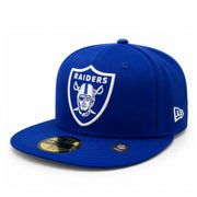 New Era Las Vegas Raiders Royal Blue 59Fifty Fitted Hat front angle view
