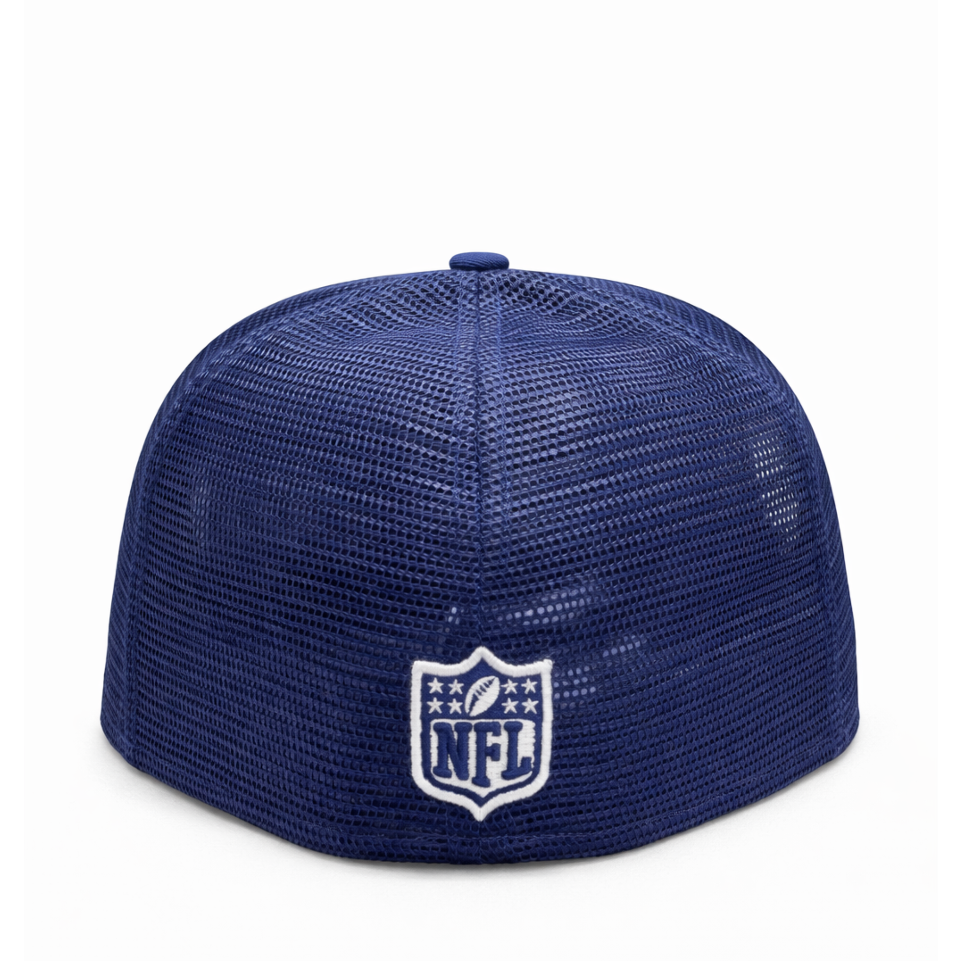 Back of New Era Las Vegas Raiders Trucker Dark Royal Blue 59FIFTY Fitted Hat