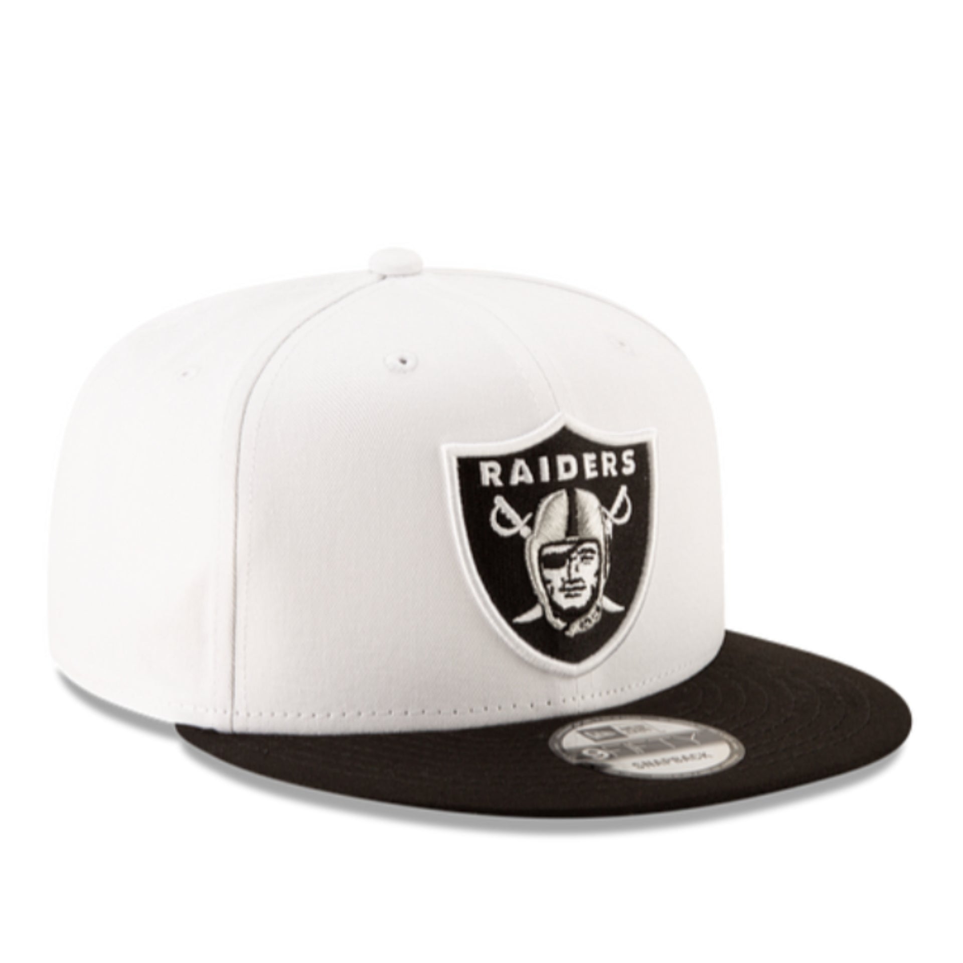 New Era Las Vegas Raiders 9FIFTY Snapback Hat - White/Black 2 Tone front right view