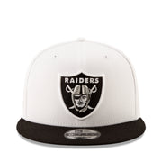 New Era Las Vegas Raiders 9FIFTY Snapback Hat - White/Black 2 Tone front view