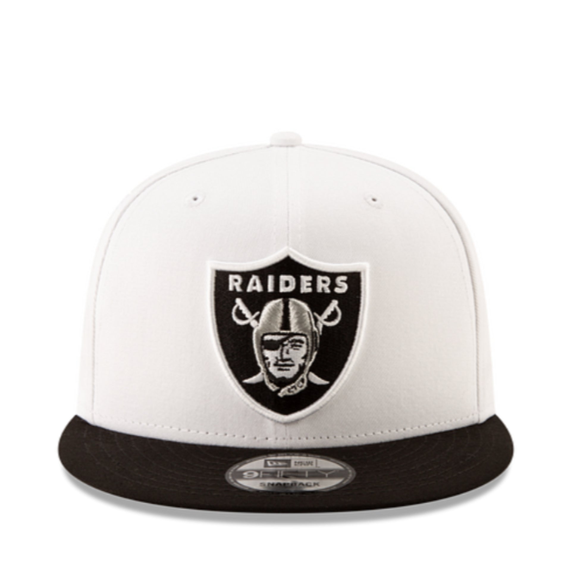New Era Las Vegas Raiders 9FIFTY Snapback Hat - White/Black 2 Tone front view