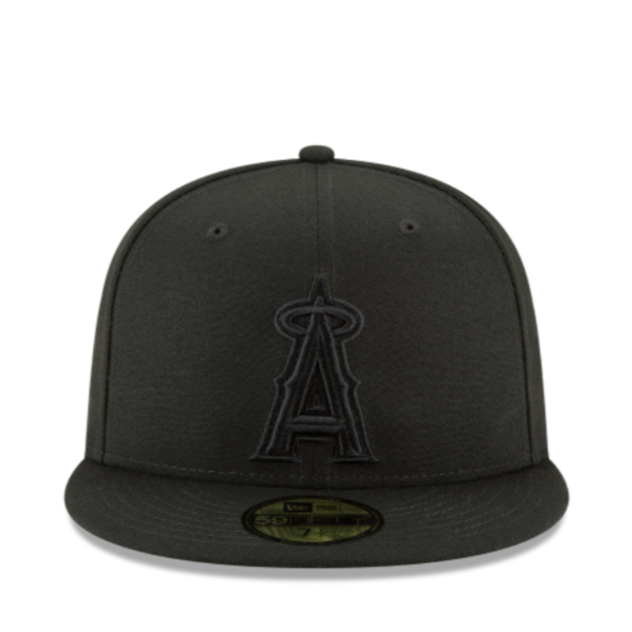 New Era Los Angeles Angels of Anaheim Black on Black 59FIFTY Fitted Hat front view
