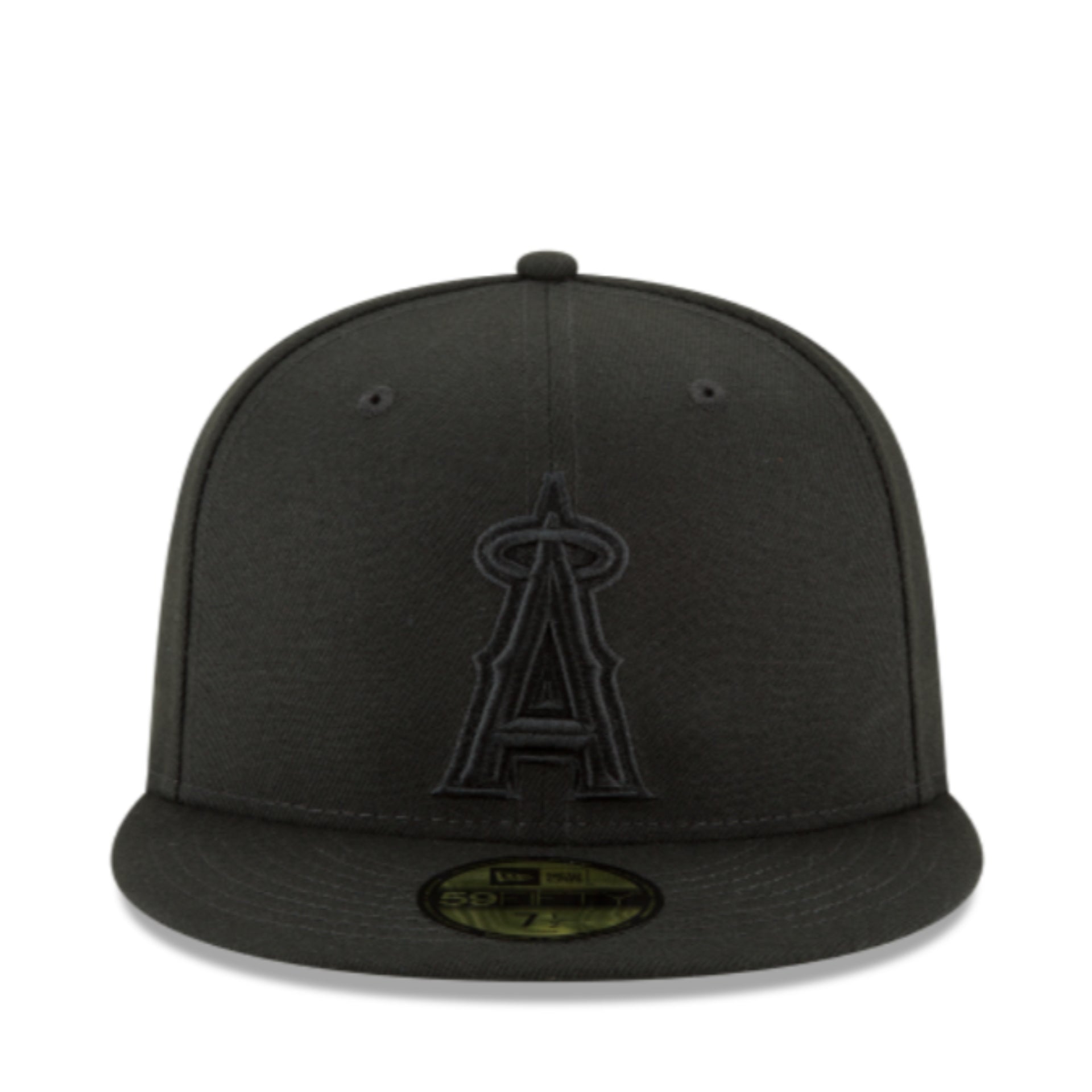 New Era Los Angeles Angels of Anaheim Black on Black 59FIFTY Fitted Hat front view