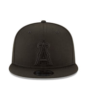 New Era Los Angeles Angels Black on Black 9FIFTY Snapback Hat front view