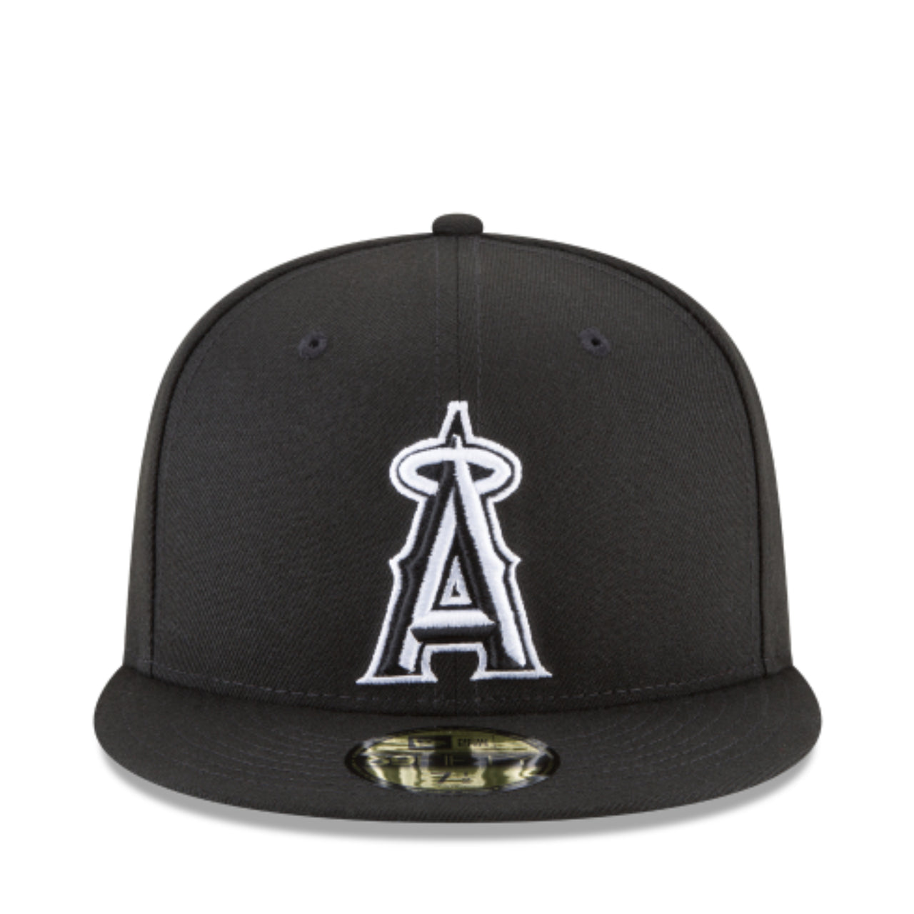 New Era Los Angeles Anaheim Angels Black White 59FIFTY Fitted Hat front view