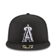 New Era Los Angeles Anaheim Angels Black White 59FIFTY Fitted Hat front view