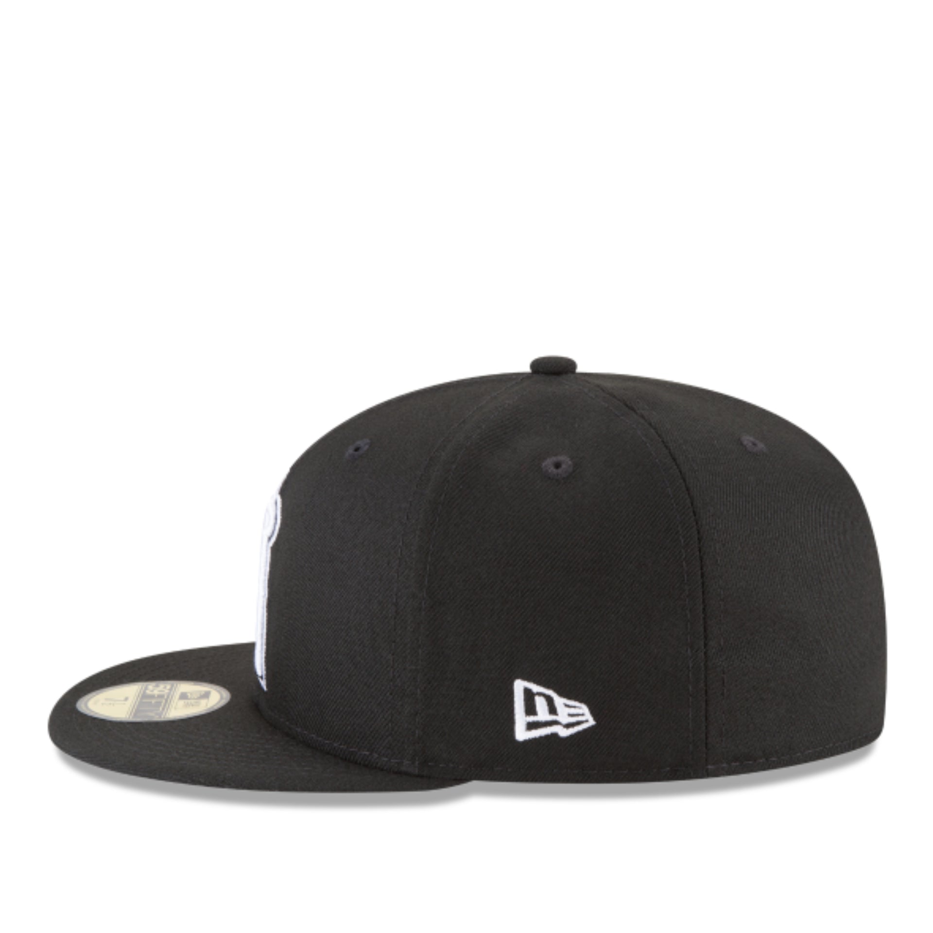 New Era Los Angeles Anaheim Angels Black White 59FIFTY Fitted Hat left side view