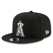 New Era Los Angeles Anaheim Angels Black 9FIFTY Snapback Hat front left view