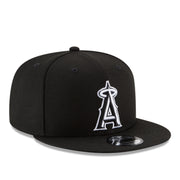 New Era Los Angeles Anaheim Angels Black 9FIFTY Snapback Hat front right view