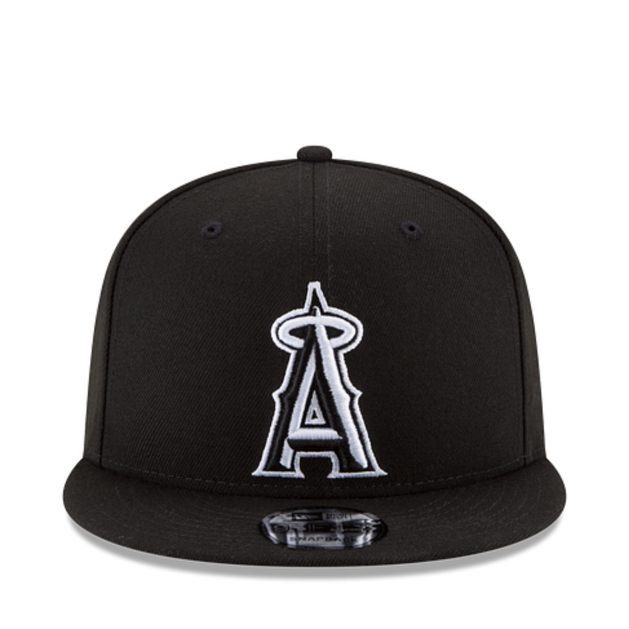 New Era Los Angeles Anaheim Angels Black 9FIFTY Snapback Hat front view