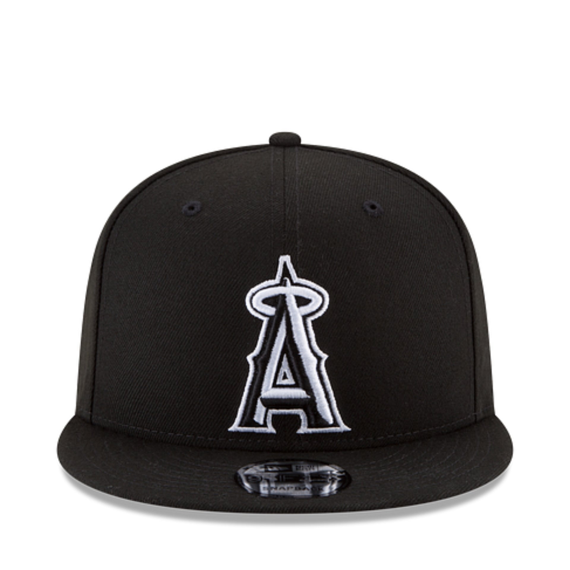 New Era Los Angeles Anaheim Angels Black 9FIFTY Snapback Hat front view