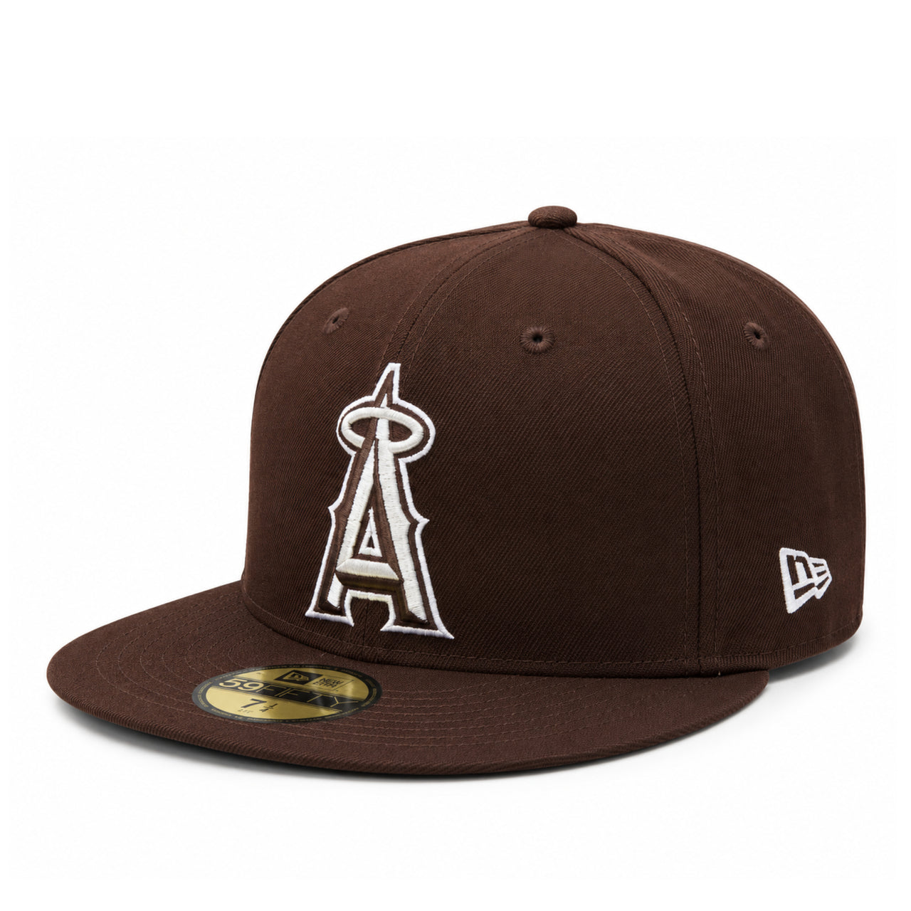New Era Los Angeles Anaheim Angels Burnt Wood Brown 59FIFTY Fitted Hat front left view