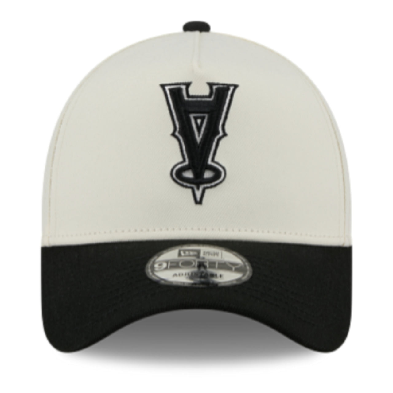 New Era Los Angeles Angels Upside Down Chrome Black 9FORTY A-Frame Snapback Hat front view