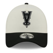 New Era Los Angeles Angels Upside Down Chrome Black 9FORTY A-Frame Snapback Hat front view