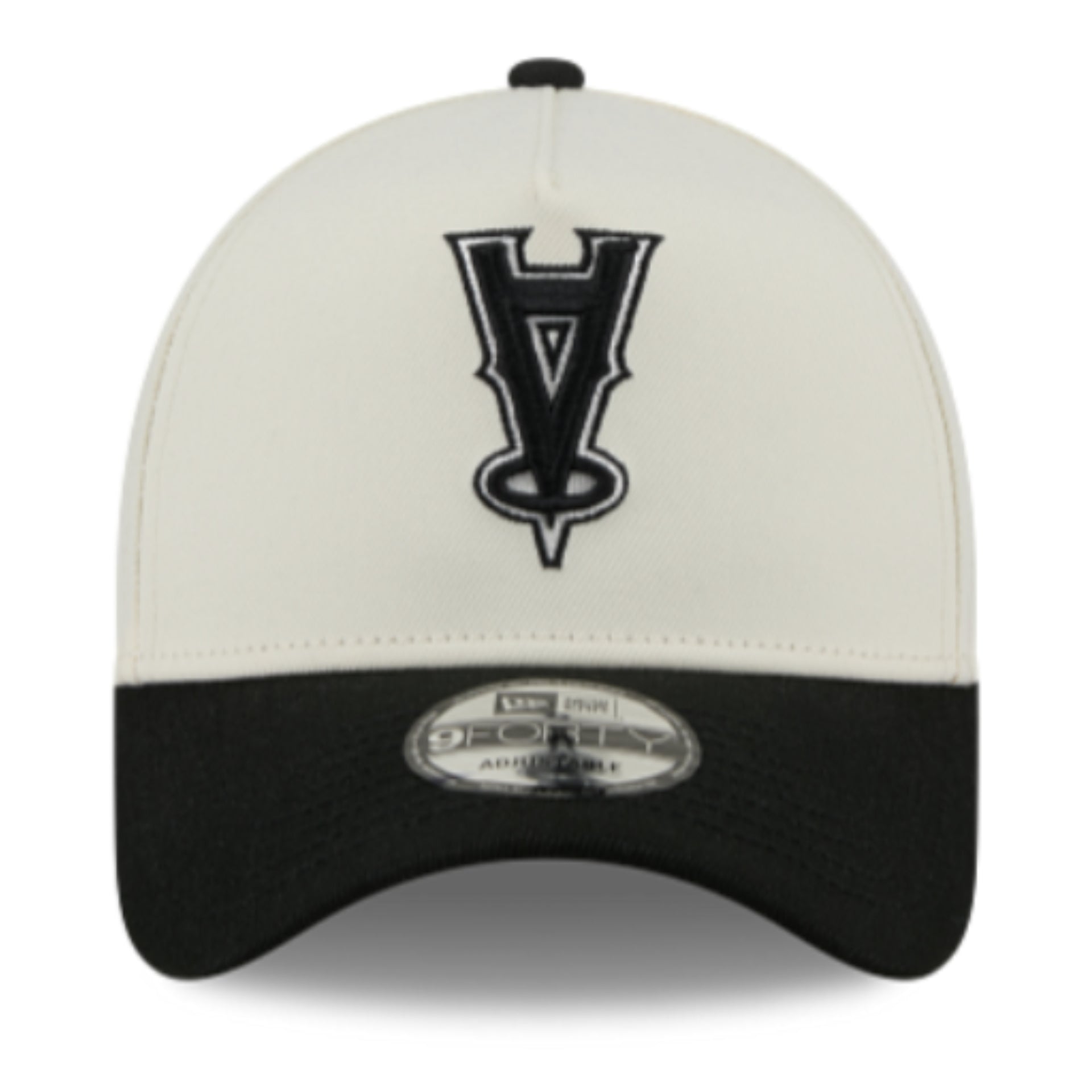 New Era Los Angeles Angels Upside Down Chrome Black 9FORTY A-Frame Snapback Hat front view