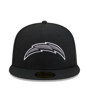 New Era Los Angeles Chargers Black 59FIFTY Fitted Hat front view