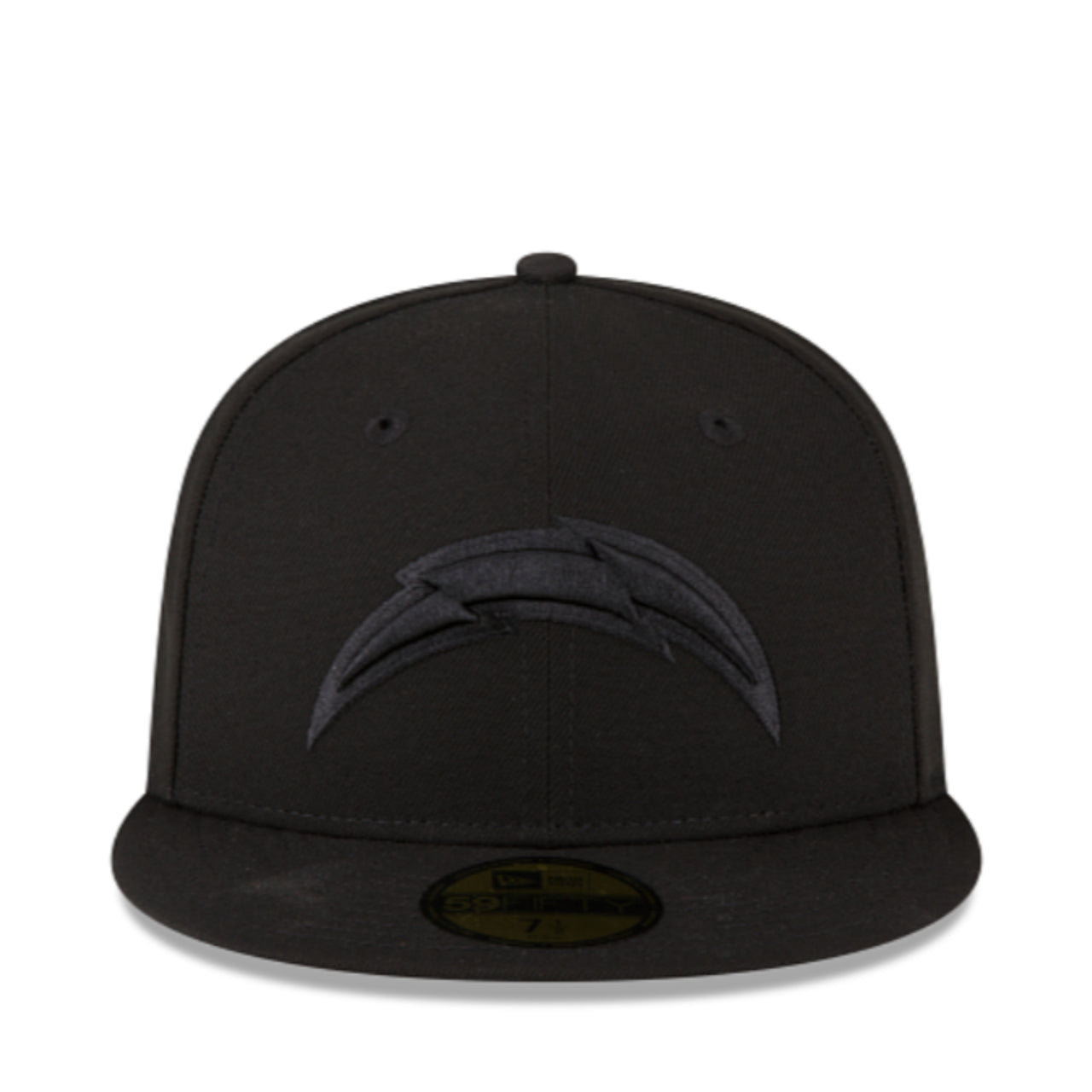New Era Los Angeles Chargers Black on Black 59FIFTY Fitted Hat front view