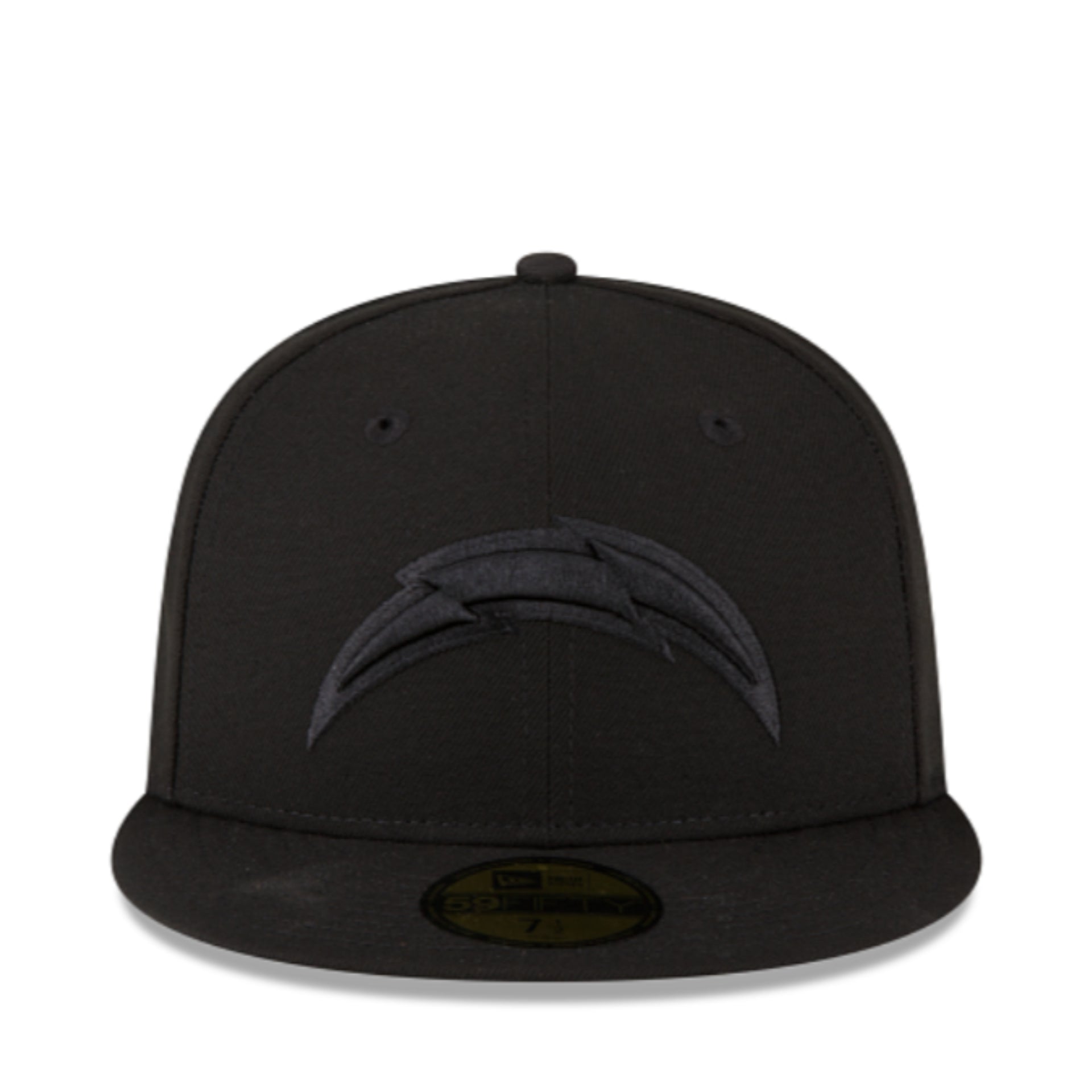 New Era Los Angeles Chargers Black on Black 59FIFTY Fitted Hat front view