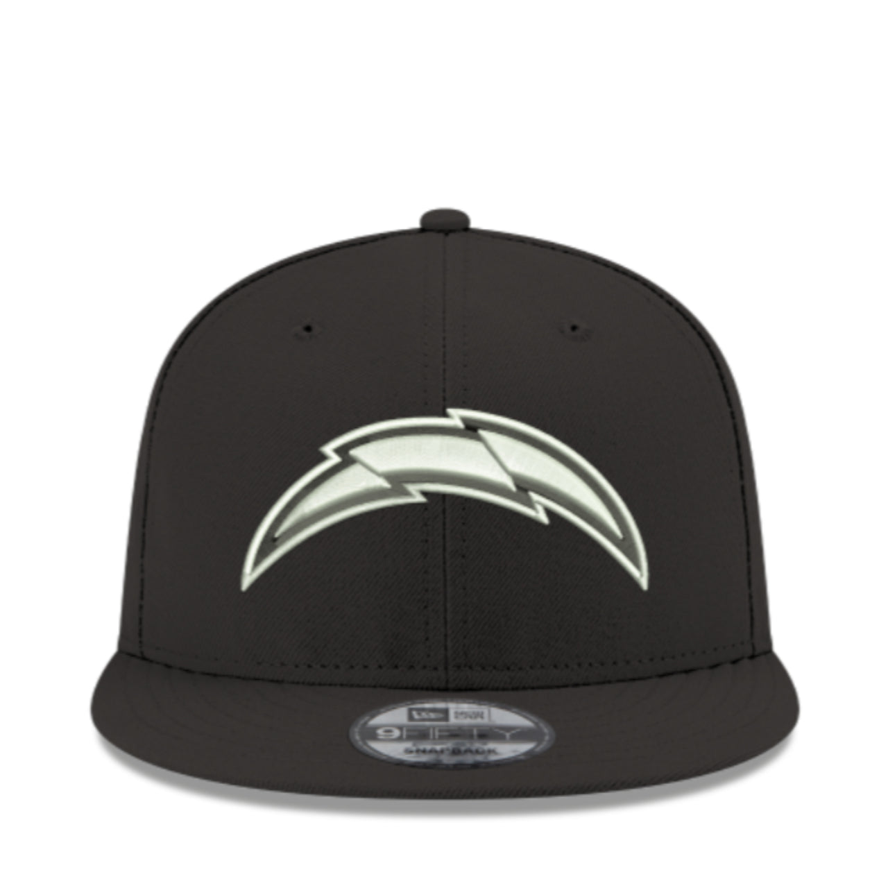 New Era Los Angeles Chargers Black White 9FIFTY Snapback Hat front view
