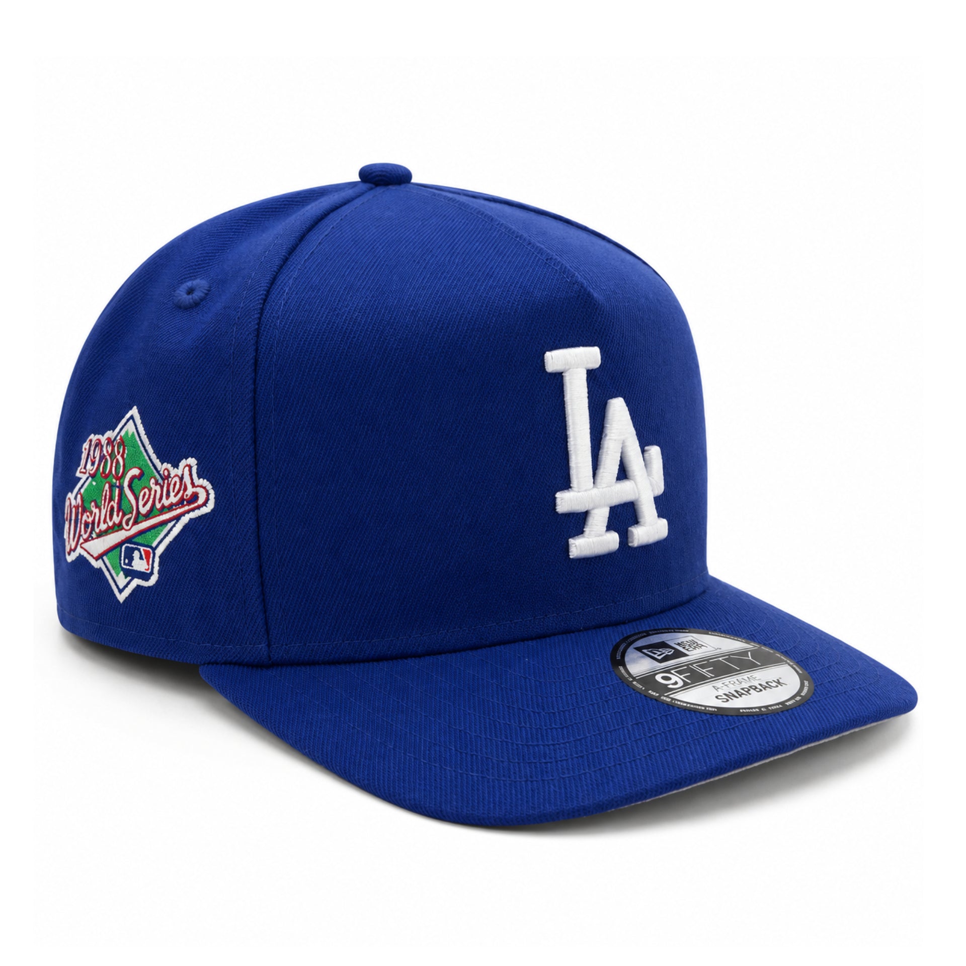 New Era Los Angeles Dodgers World Series 1988 Blue 9FIFTY A-Frame Snapback Hat front right angle view