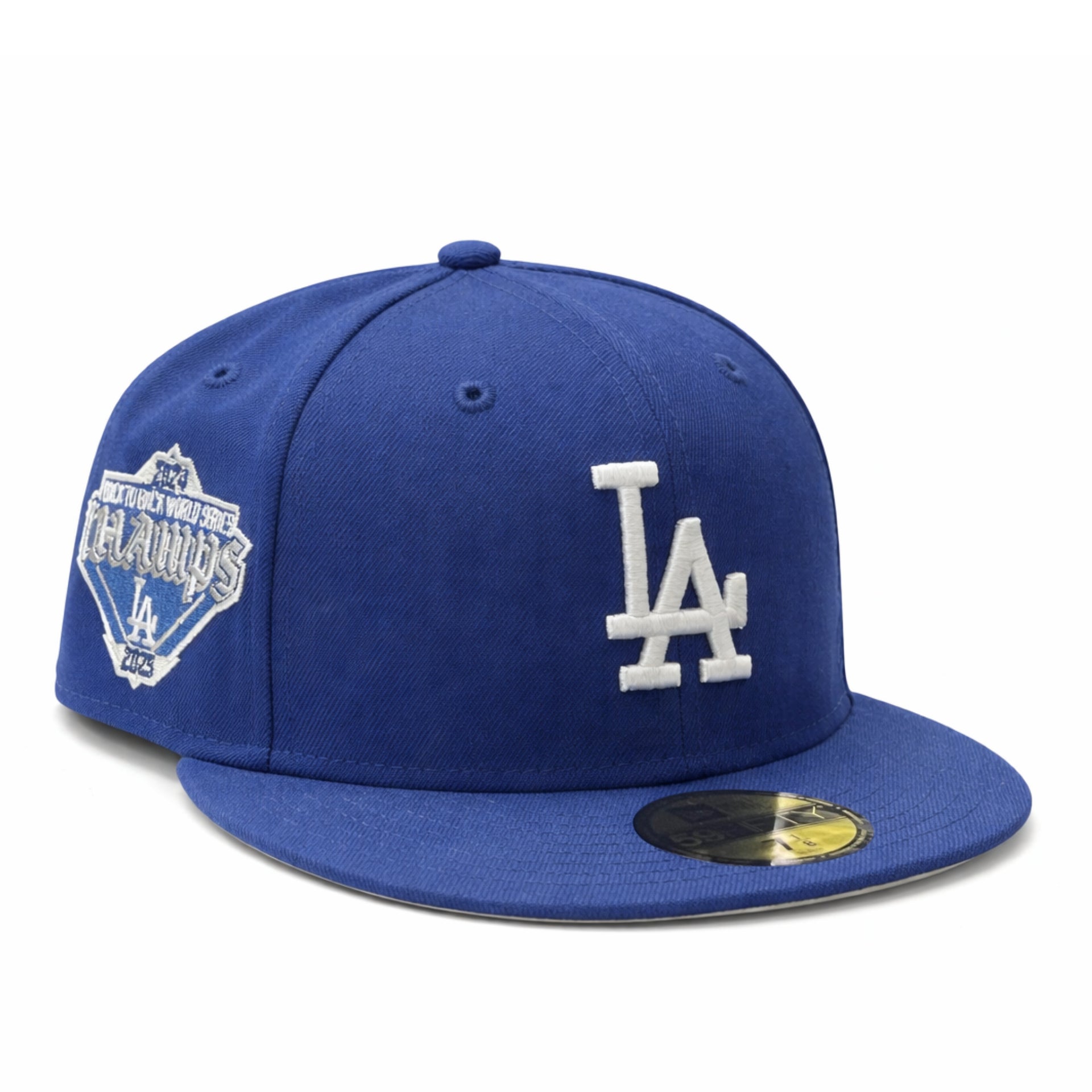 New Era Los Angeles Dodgers World Series Back to Back 2025 Champs Royal Blue 59FIFTY Fitted Hat