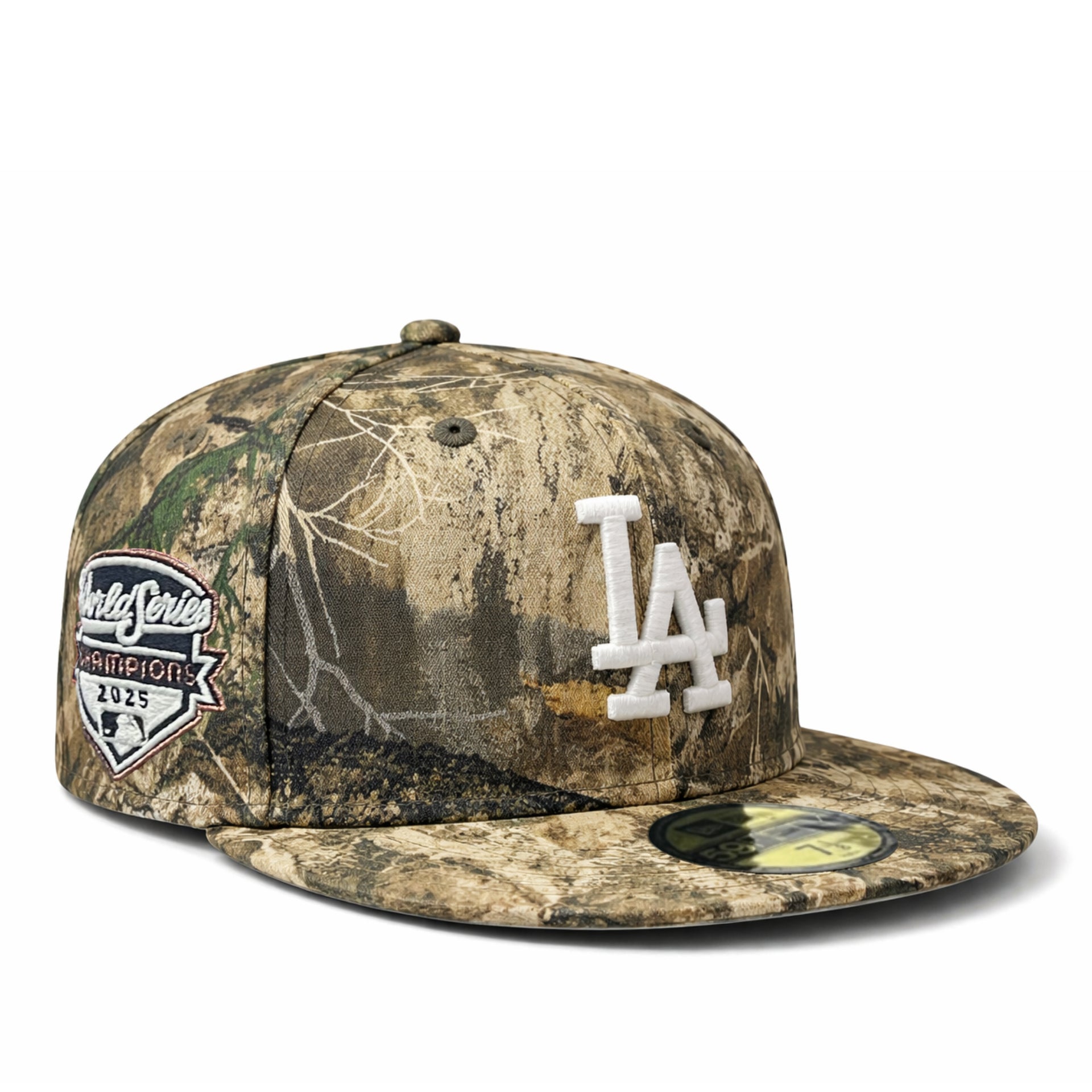 Camouflage baseball cap with LA logo on a white background