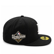 New Era Los Angeles Dodgers 2025 World Series Black Gold 59FIFTY Fitted Hat side patch view