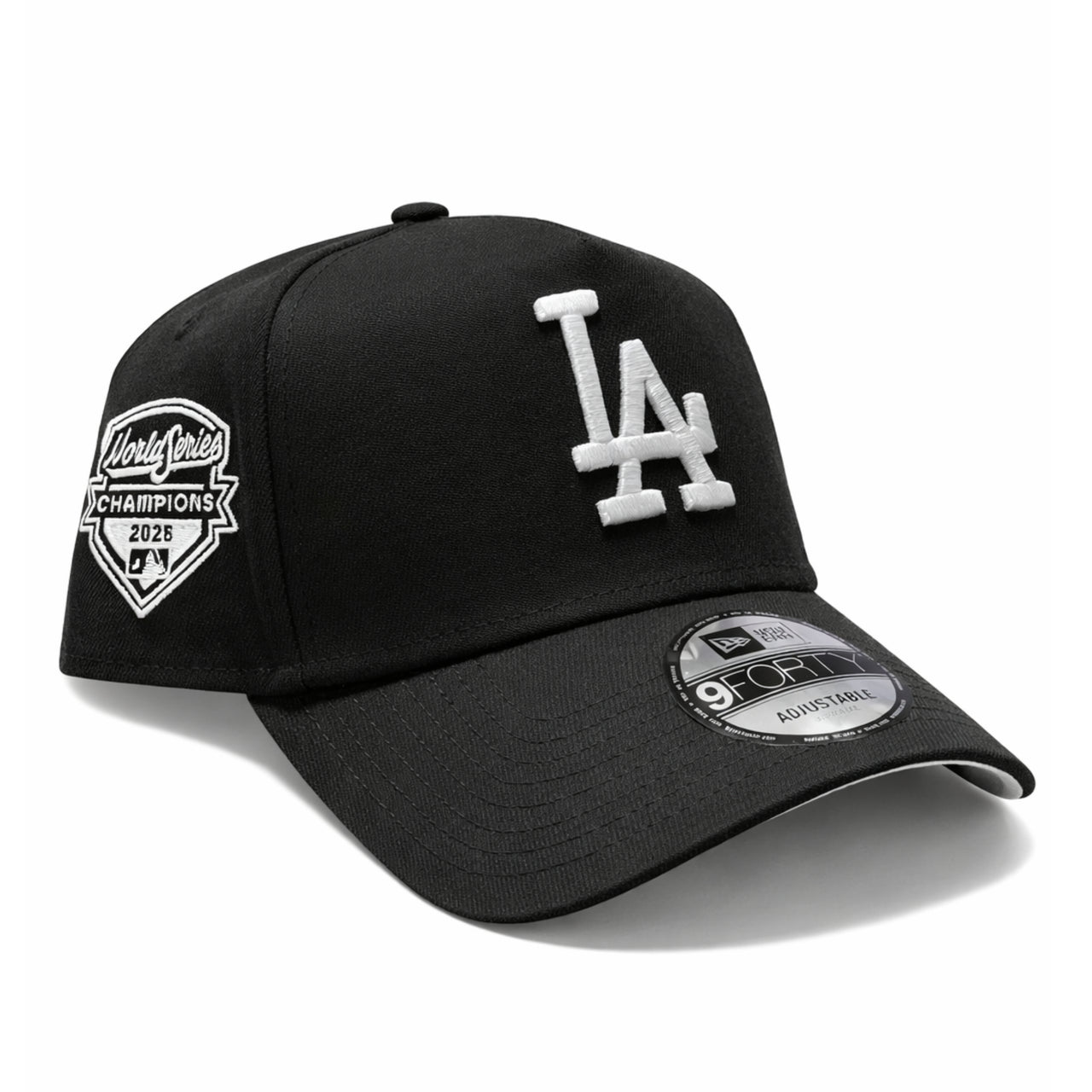 New Era Los Angeles Dodgers WS Champion 2025 9FORTY A-Frame Snapback - Black front view