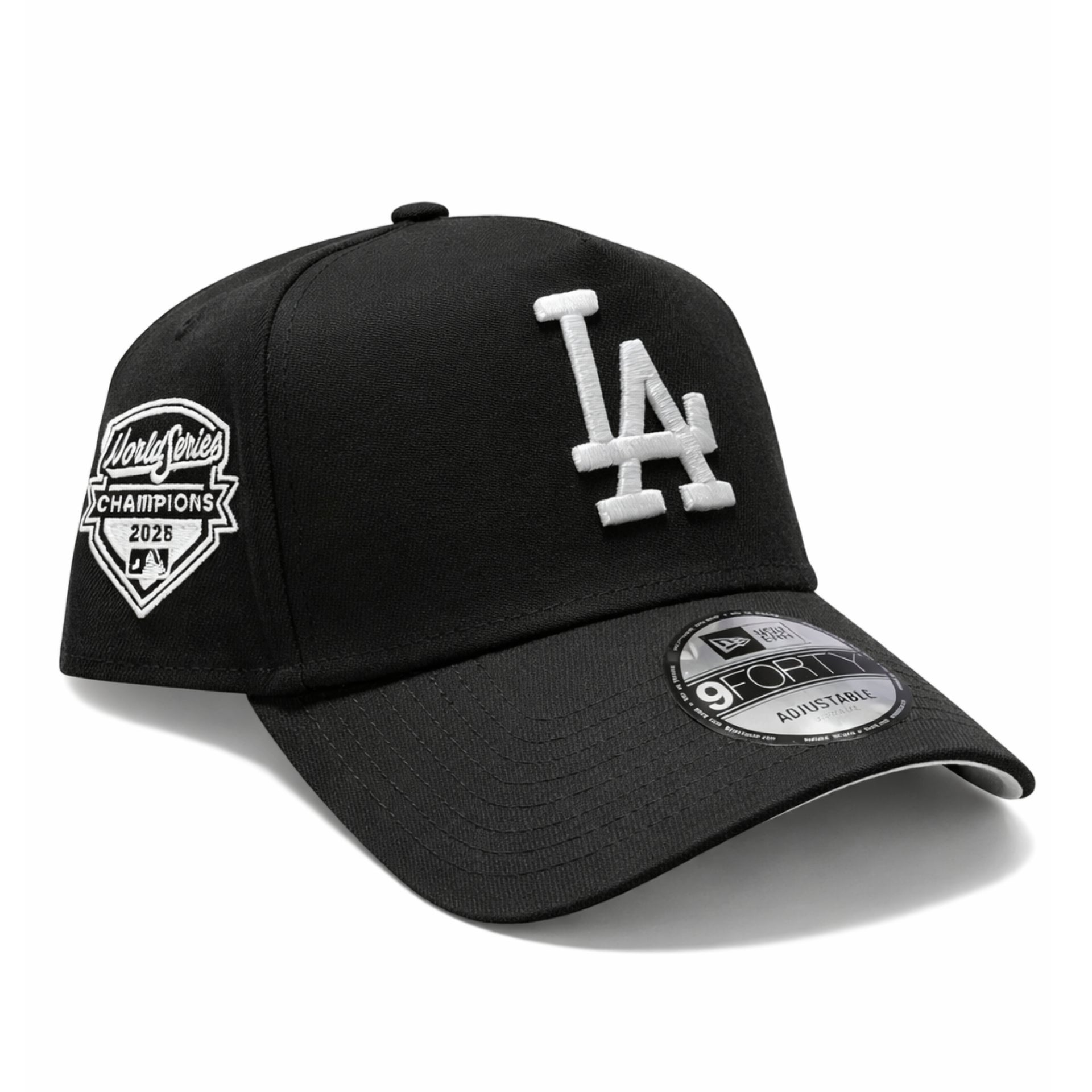 New Era Los Angeles Dodgers WS Champion 2025 9FORTY A-Frame Snapback - Black front view