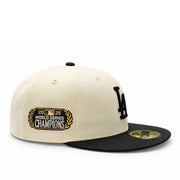 side patch of  New Era Los Angeles Dodgers 2025 World Series Champion Chrome Black 59FIFTY Fitted Hat
