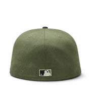 back of New Era Los Angeles Dodgers 40th Stadium Olive Black 59FIFTY Fitted Hat