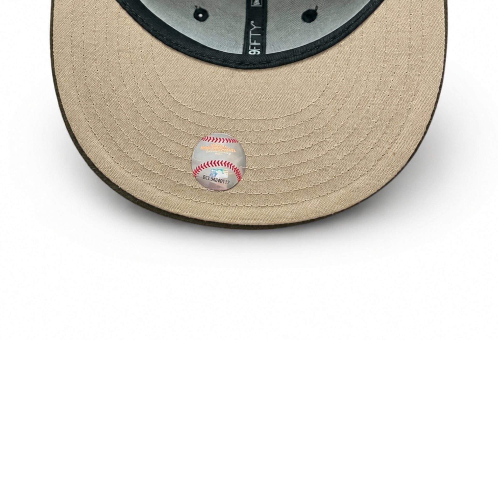 New Era Los Angeles Dodgers 60th Stadium 59FIFTY Fitted Hat - Black/Brown  under visor view