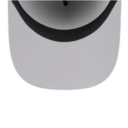 Close-up of a white cap with black rim on a white background