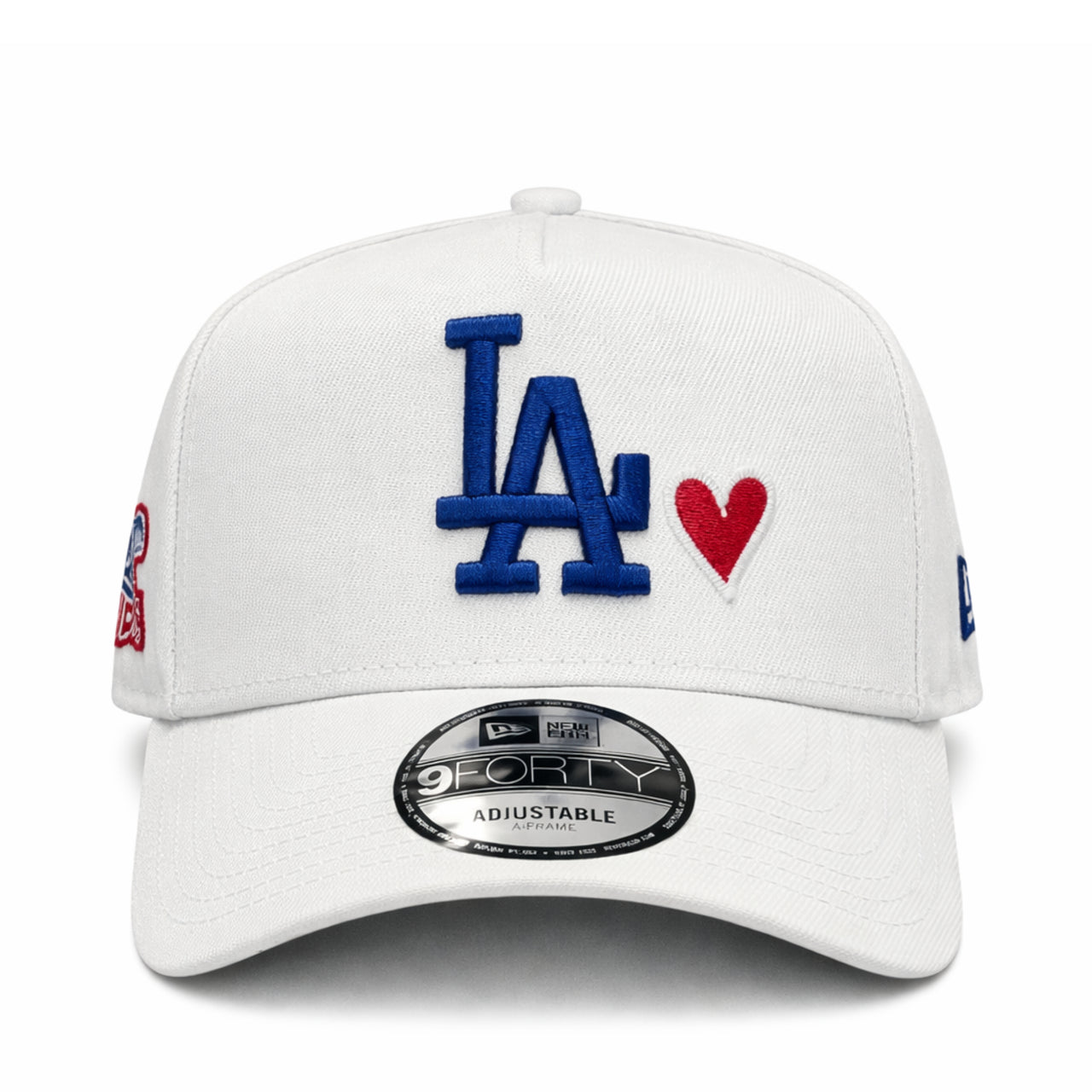 New Era Los Angeles Dodgers White Red Heart 9FORTY A-Frame Snapback front view