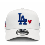 New Era Los Angeles Dodgers White Red Heart 9FORTY A-Frame Snapback front view