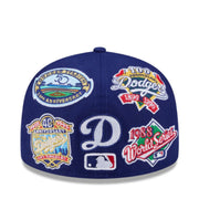 New Era Los Angeles Dodgers All Over Logo 59FIFTY Fitted Hat - Royal Blue back view