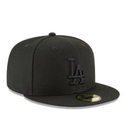 New Era Los Angeles Dodgers Black on Black 59FIFTY Fitted Hat front right view