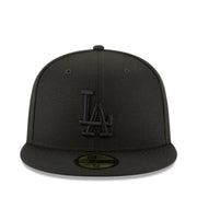 New Era Los Angeles Dodgers Black on Black 59FIFTY Fitted Hat front view