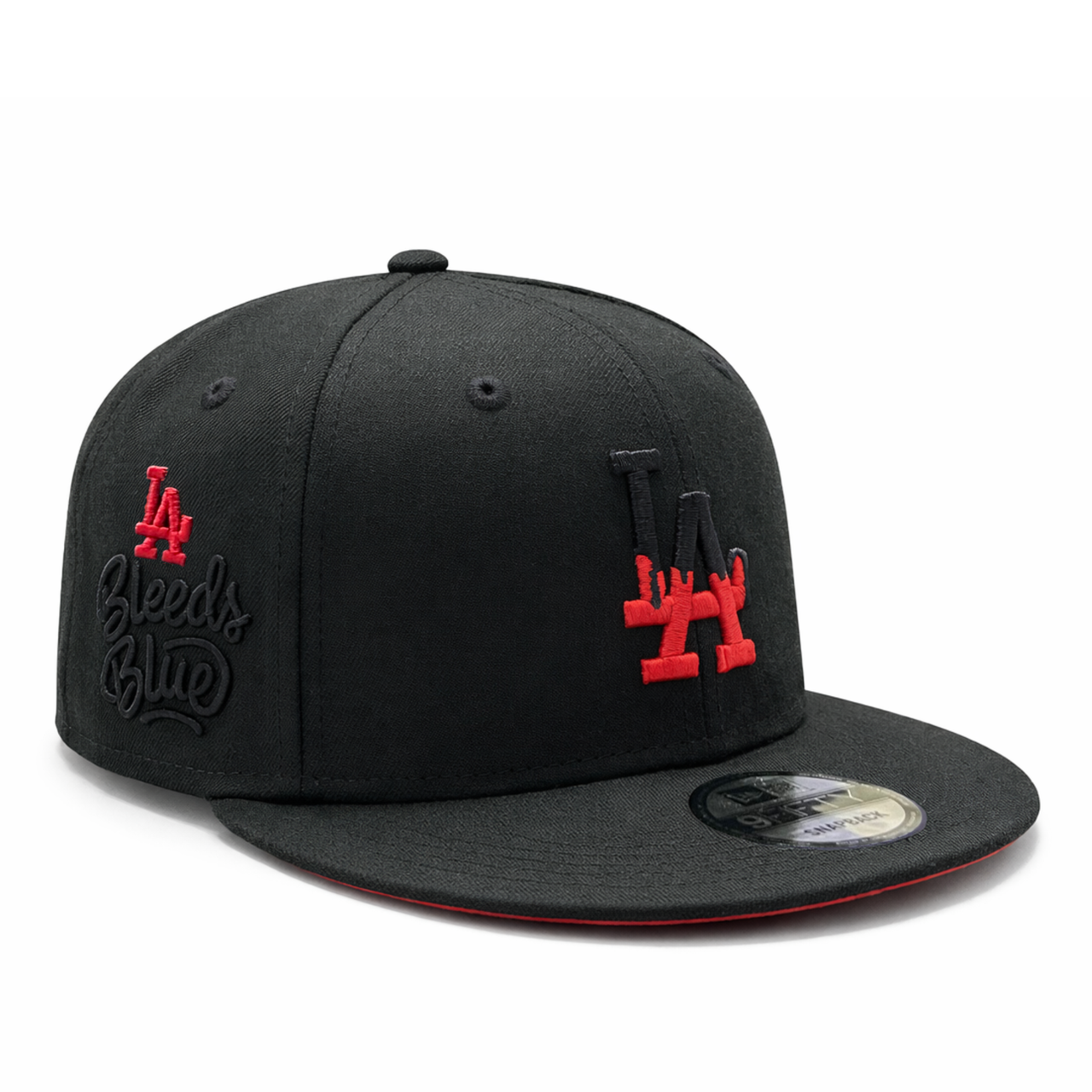 New Era Los Angeles Dodgers Bloody Drip Black 9FIFTY Snapback Hat front view