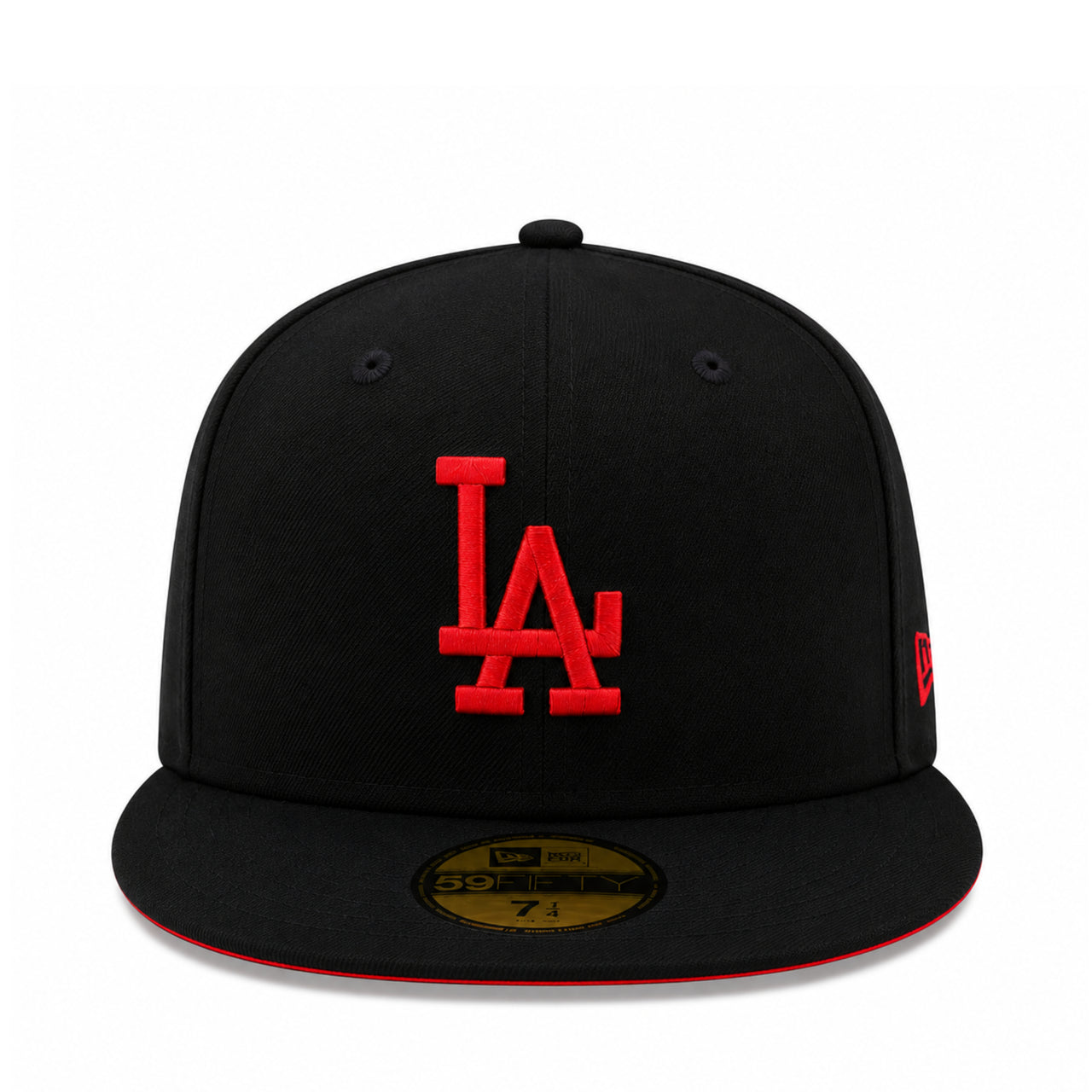 New Era Los Angeles Dodgers Black Scarlet Red 59FIFTY Fitted Hat front view