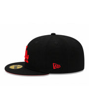 New Era Los Angeles Dodgers Black Scarlet Red 59FIFTY Fitted Hat side view