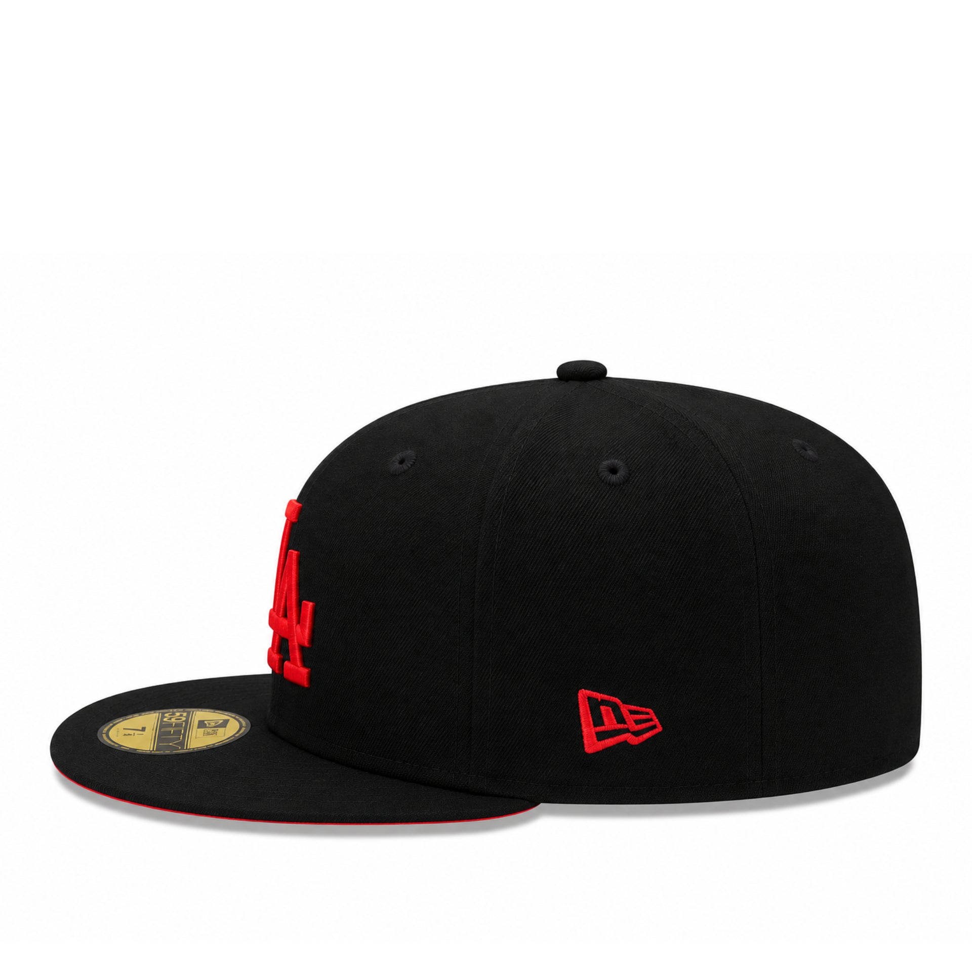 New Era Los Angeles Dodgers Black Scarlet Red 59FIFTY Fitted Hat side view
