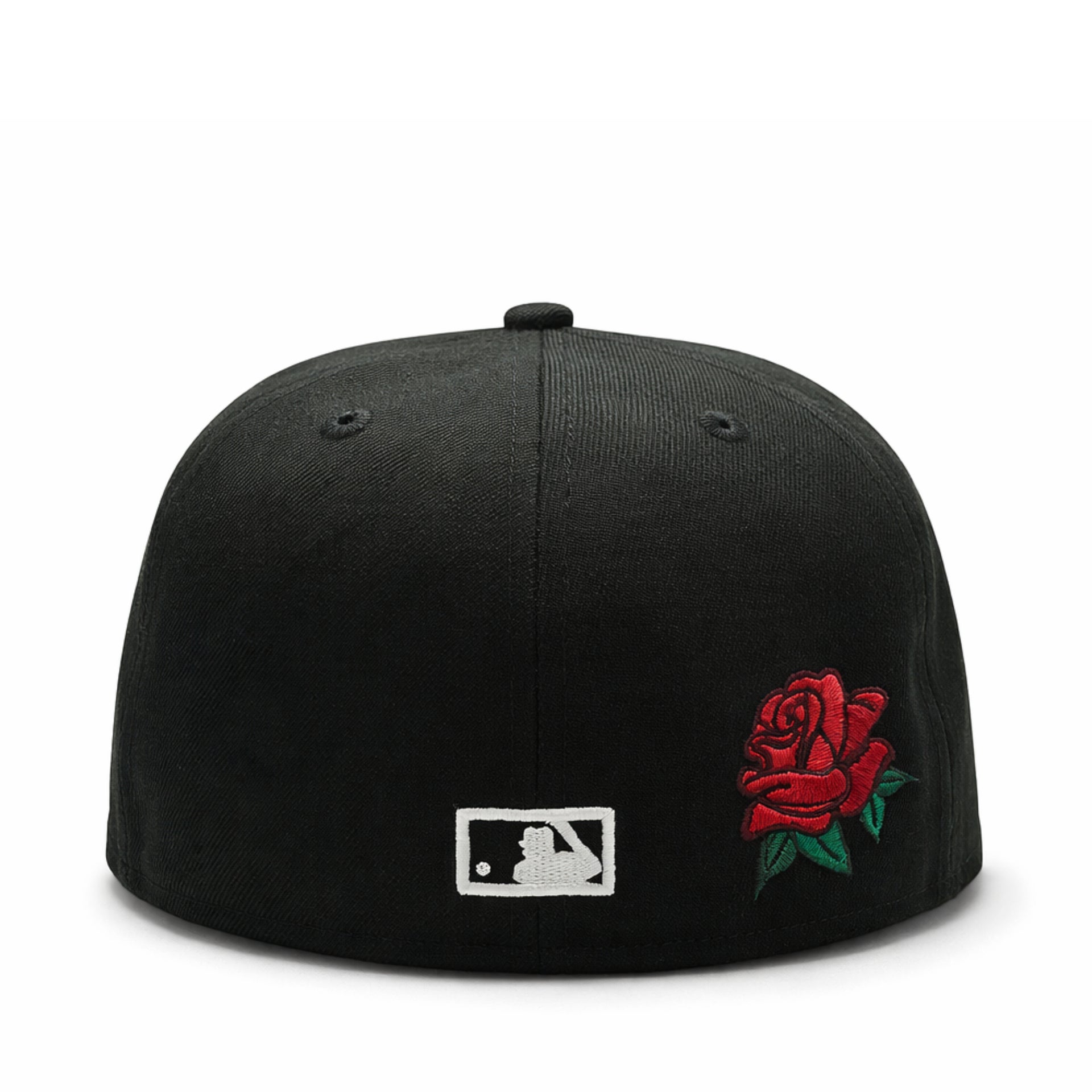 back of New Era Los Angeles Dodgers Red Rose Black 59FIFTY Fitted Hat