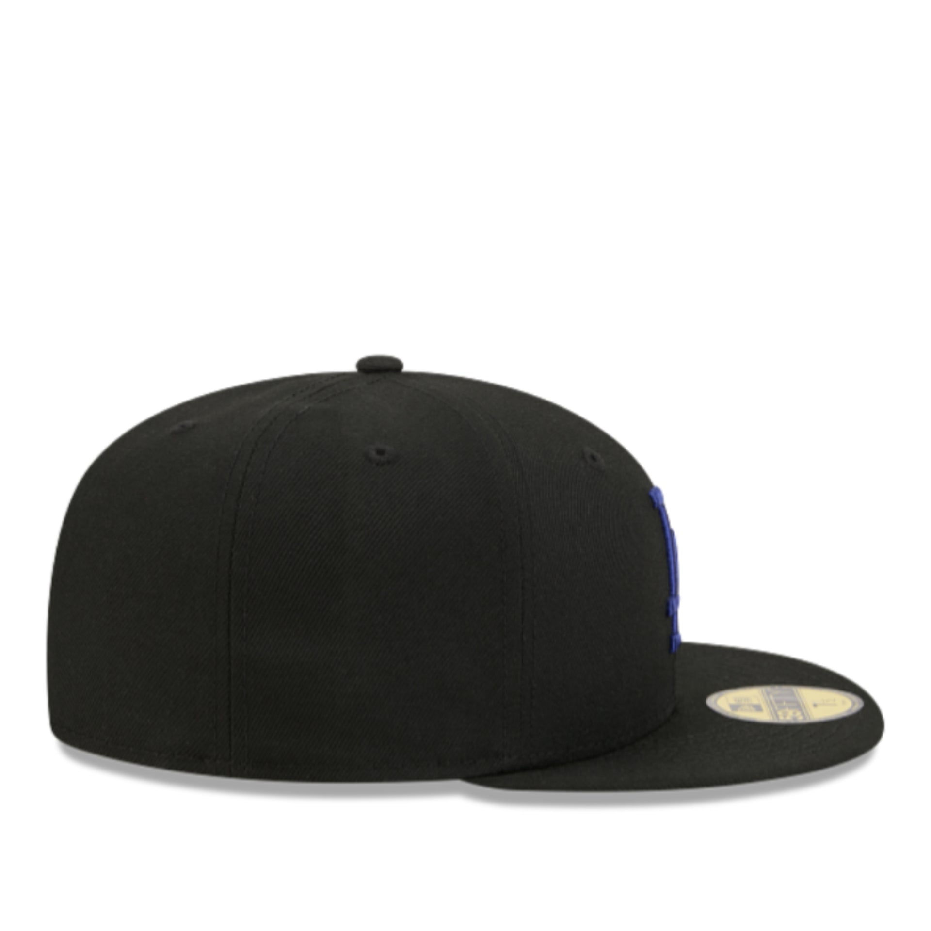 New Era Los Angeles Dodgers Black Royal Blue 59FIFTY Fitted Hat right side view