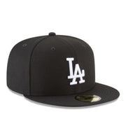 New Era Los Angeles Dodgers Black White 59FIFTY Fitted Hat front right view