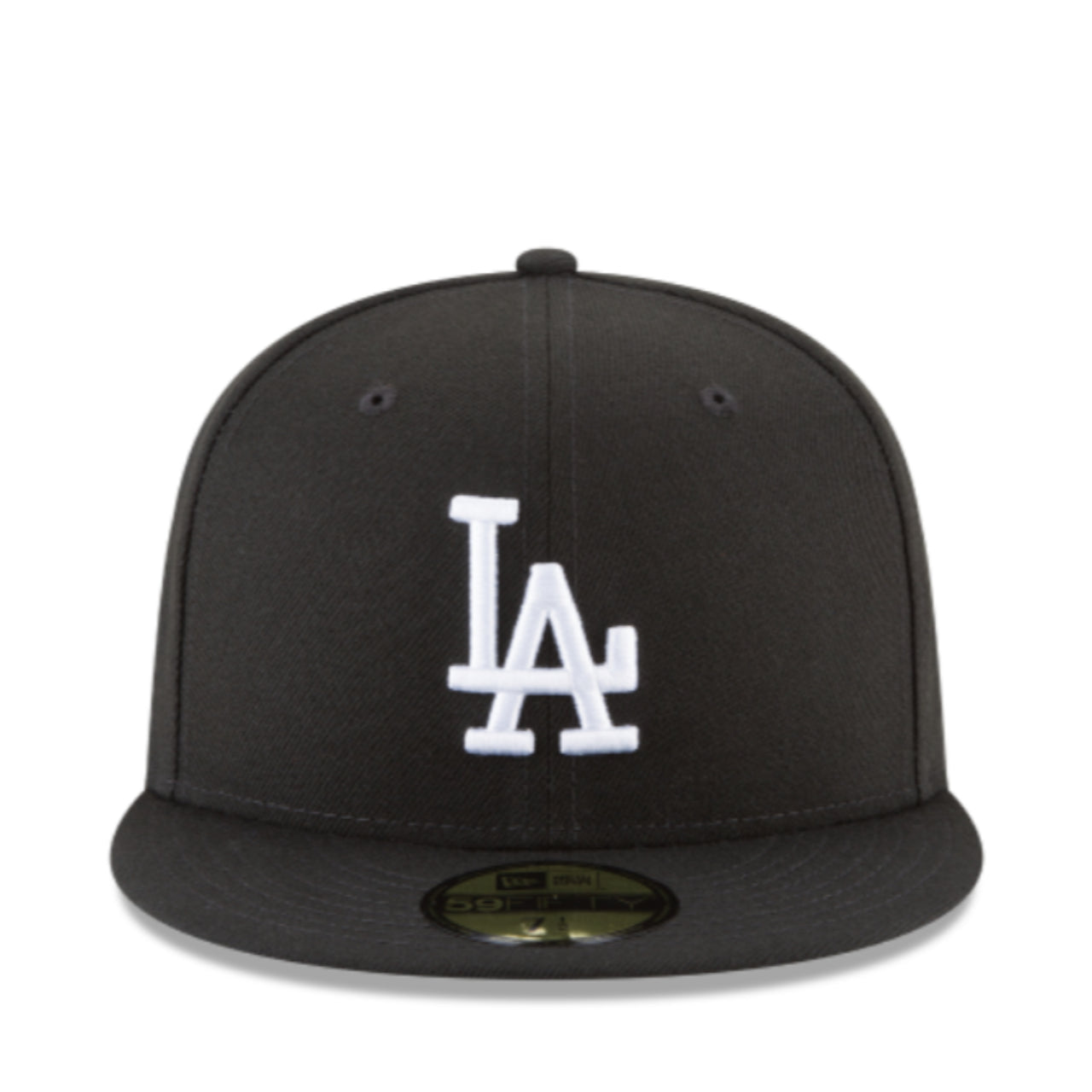 New Era Los Angeles Dodgers Black White 59FIFTY Fitted Hat front view