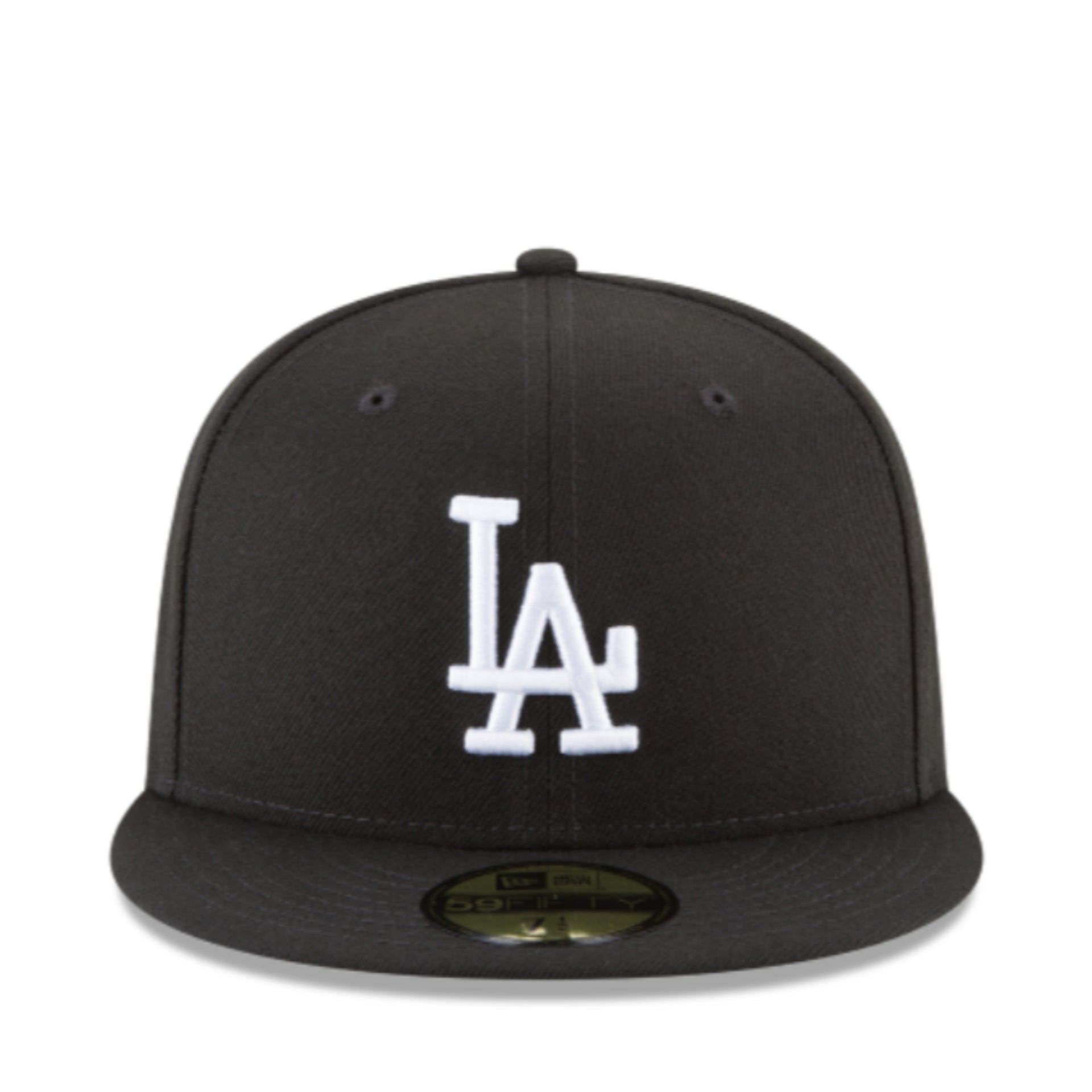New Era Los Angeles Dodgers Black White 59FIFTY Fitted Hat front view